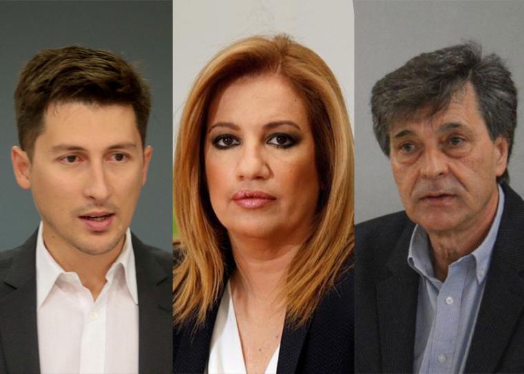 Παύλος Χρηστίδης, εκπρόσωπος Τύπου του ΚΙΝΑΛ, Φώτη Γεννηματά, πρόεδρος, Δημήτρης Ανδριανόπουλος, γραμματέας Ν.Ε. Μεσσηνίας ΚΙΝΑΛ