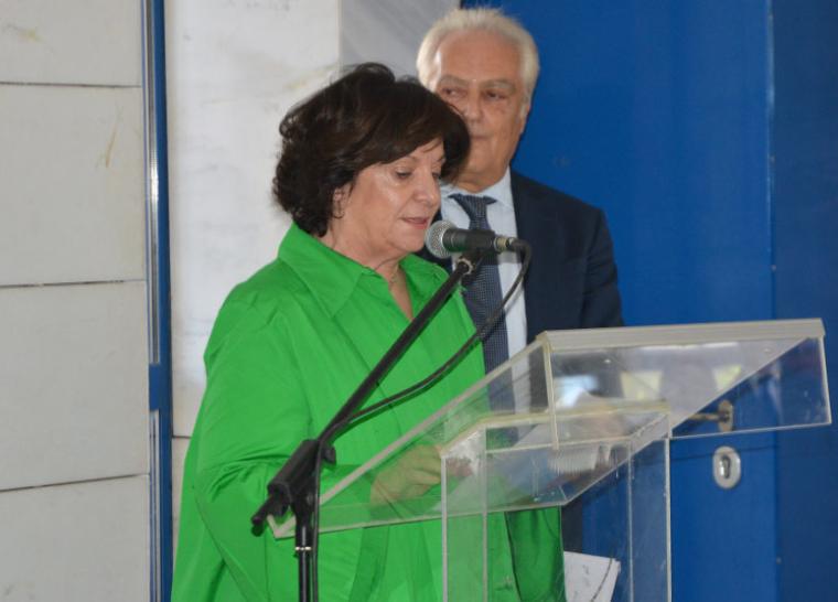 Η πρόεδρος του Αρείου Πάγου, Ιωάννα Κλάπα-Χριστοδουλέα. Διακρίνεται ο πρόεδρος του Δικηγορικού Συλλόγου Καλαμάτας Κώστας Μαργέλης