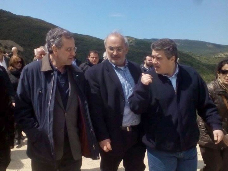 Ο Μίλτος Χρυσομάλλης (δεξιά) με τον Αντώνη Σαμαρά και τον Παναγιώτη Κατσίβελα