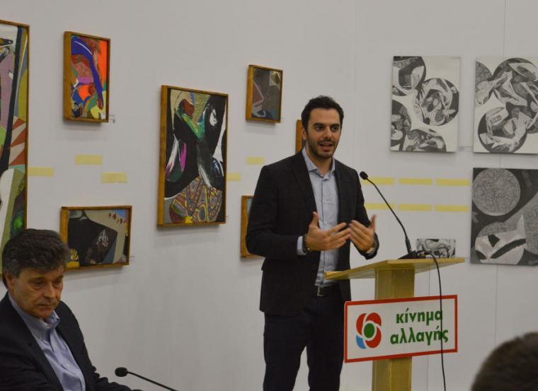 Ο γραμματέας του Κινήματος Αλλαγής, Μανώλης Χριστοδουλάκης και αριστερά ο γραμματέας του ΚΙΝΑΛ στη Μεσσηνία, Δημήτρης Ανδριανόπουλος