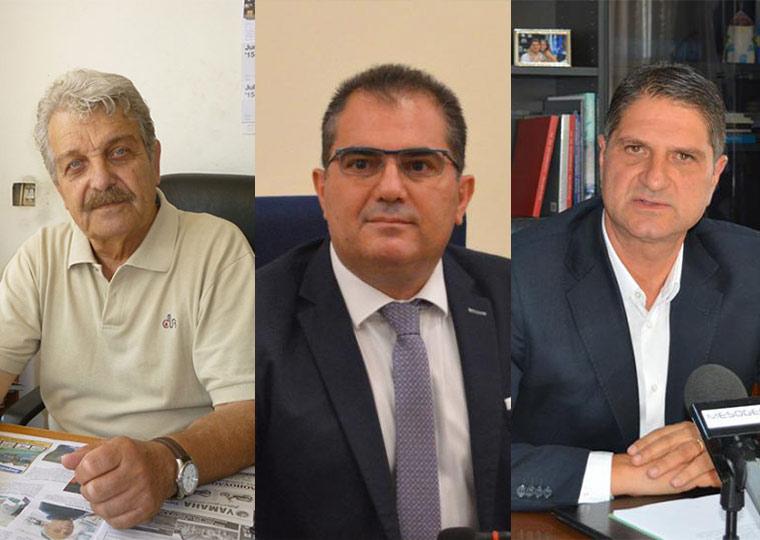 Δημήτρης Γιαννημάρας δήμαρχος Δυτικής Μάνης, Θανάσης Βασιλόπουλος δήμαρχος Καλαμάτας, Γιώργος Αθανασόπουλος δήμαρχος Μεσσήνης