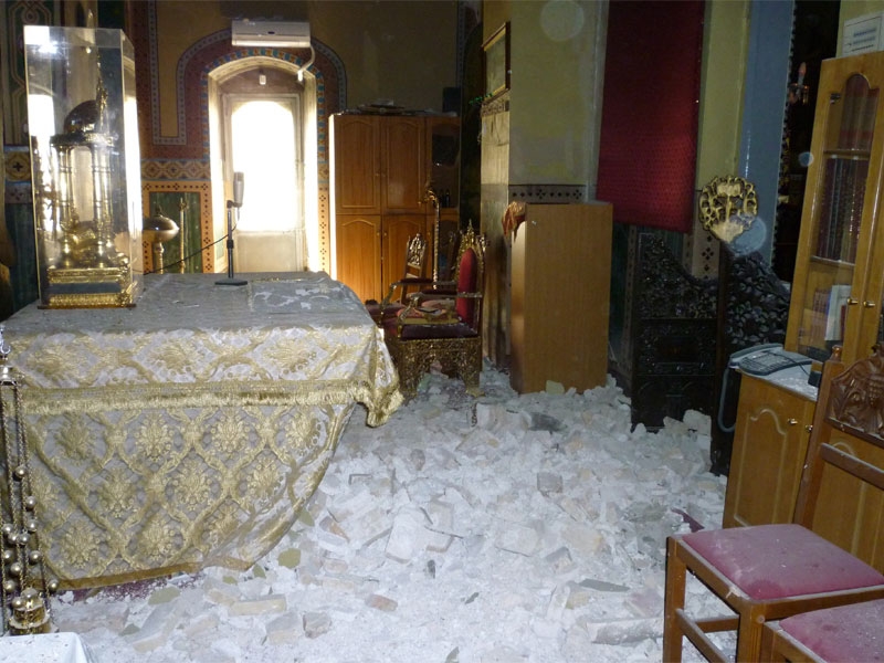 Η χτυπημένη από τον Εγκέλαδο εκκλησία στο χωριό Κατσαρού